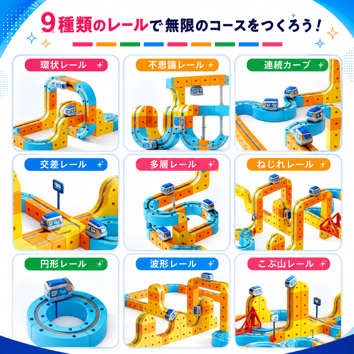 9種類のレールパーツ